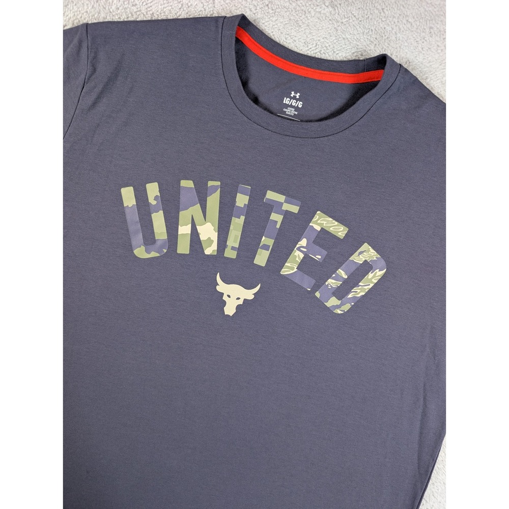 Under Armour Project Rock Mens United Freedom Long Sleeve Shirt Gray Large L